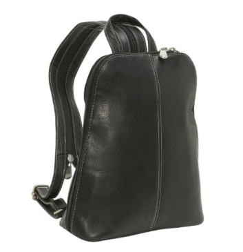 Leather U-Zip Women's Sling/Back Pack Black
