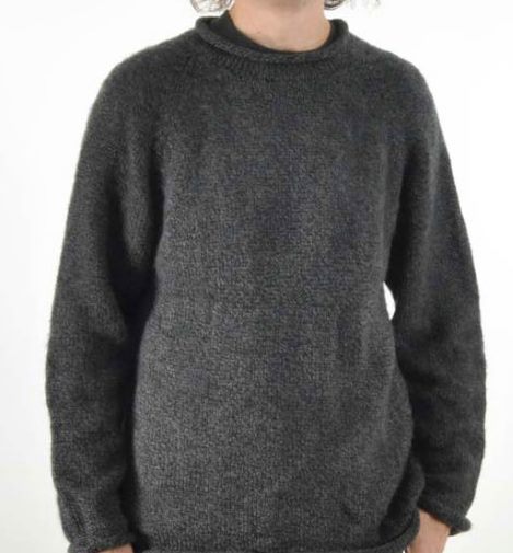 Charcoal Alpaca Knit Roll Neck Sweater