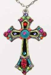 Cross Pendant With Multicolored Swarovski Crystals Handcrafted in Guatemala