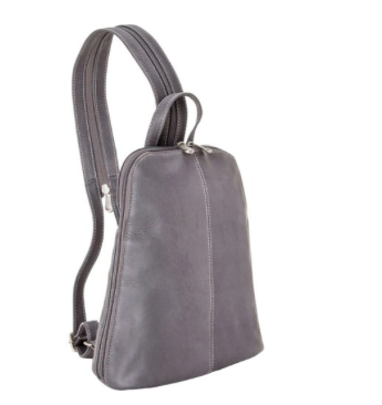 Leather U-Zip Women's Sling/Back Pack Silver