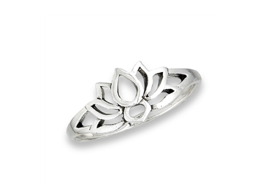 Sterling Silver Small Lotus Silhouette Ring