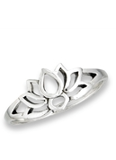 Sterling Silver Small Lotus Silhouette Ring