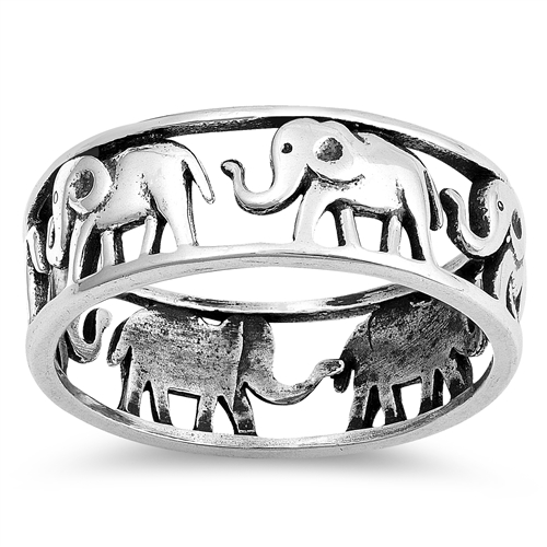 Sterling Silver Elephant Parade Band