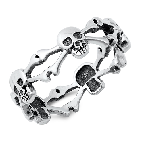 Sterling Silver Skull & Crossbones Ring