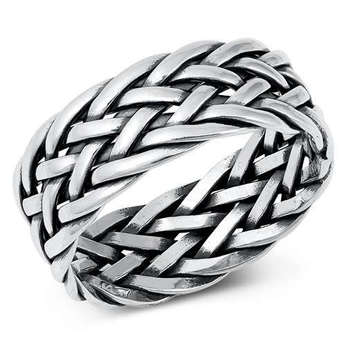 Wide Weave Sterling Silver Ring
