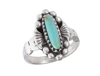 Ring With Synthetic Turquoise Sterling Silver