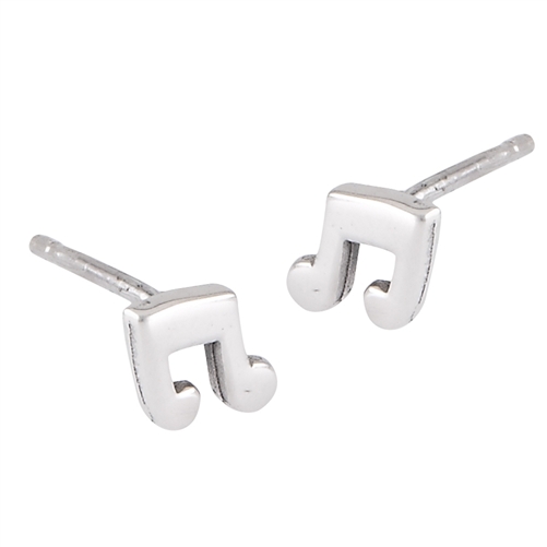 Silver Music Note Studs