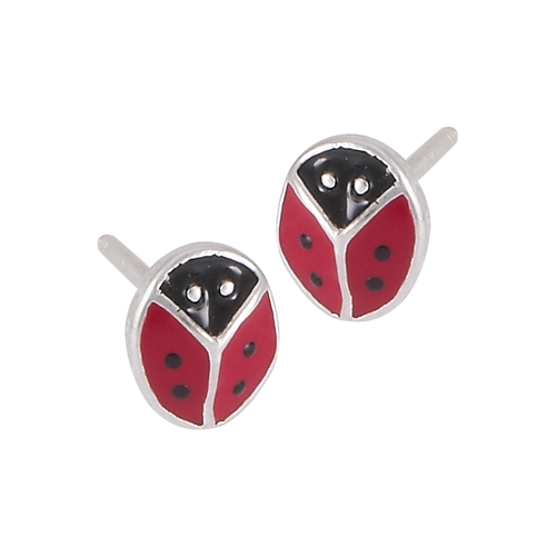 Silver Ladybug Earrings