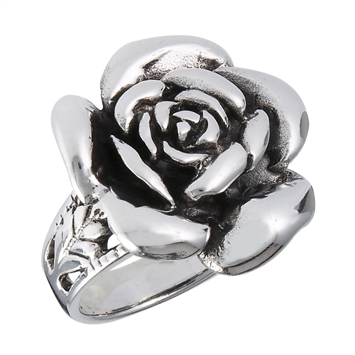Large Sterling Silver Rose Ring