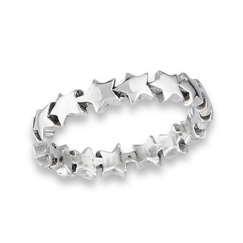 Sterling Silver Row of Stars Ring