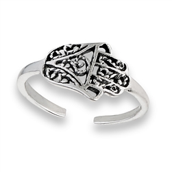 Sterling Silver Hand Of Fatima Toe Ring