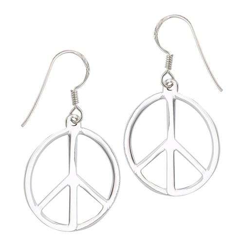 Silver Peace Sign Earrings