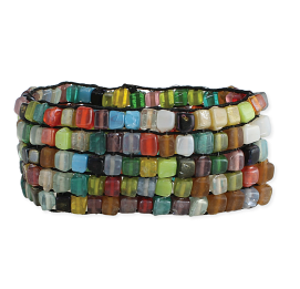 Multi Colored Square Bead Mosaic Bracelet