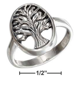Sterling Silver Oval Tree of Life Ring