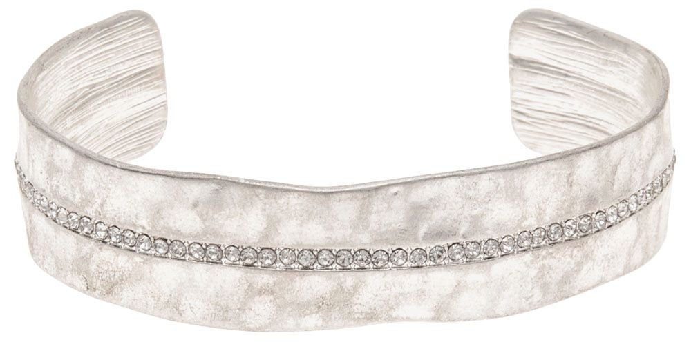 Silver Tone Crystal Cuff Bracelet