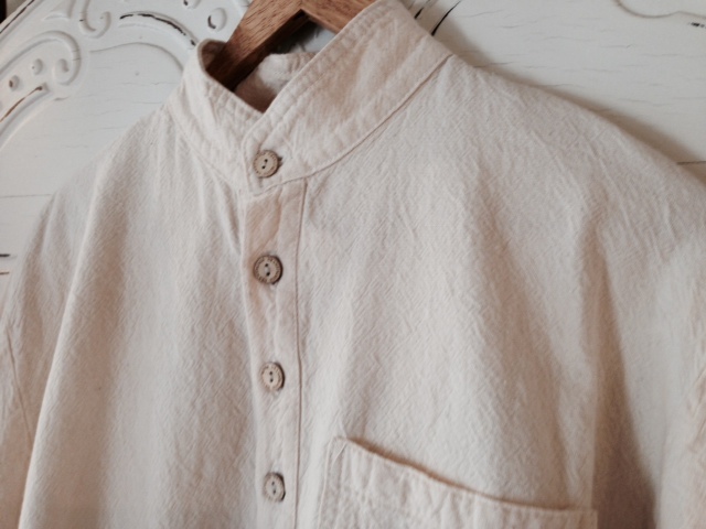 Mandarin Collar Shirt in Natural