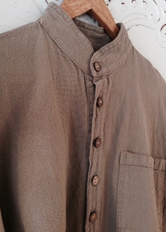 Mandarin Collar Shirt in Brown