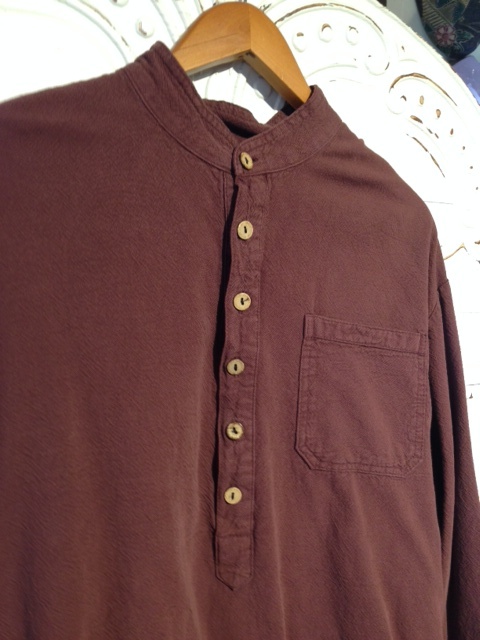 Mandarin Collar Shirt in Prune